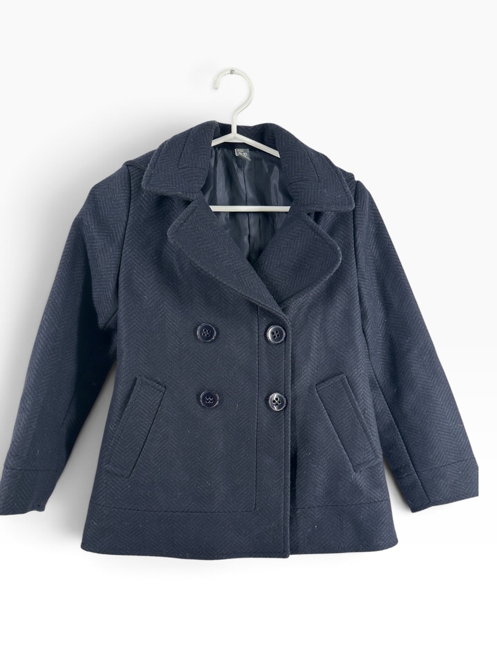 Zara wool pea coat blue preppy warm wool blend luxury sz 9-10